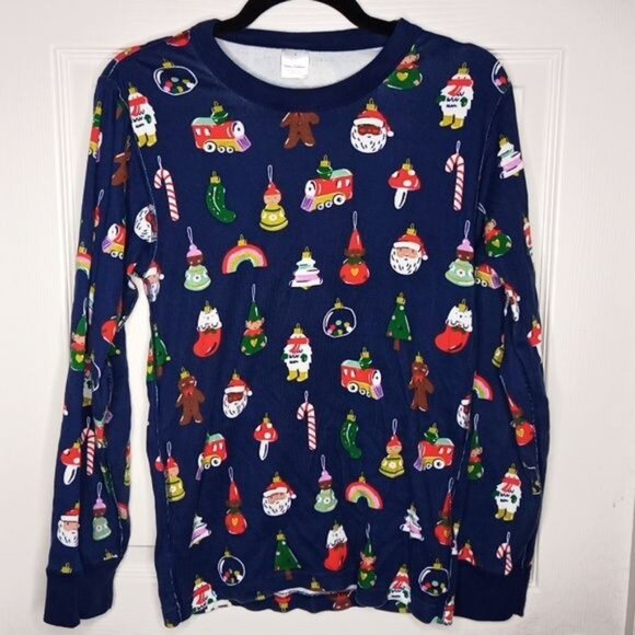 Hannah Anderson Christmas Thermal Long John Top Santa & Elves Navy/Red S… - Picture 1 of 3